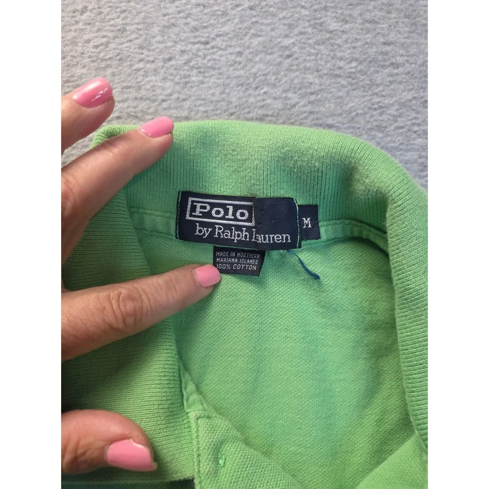 Polo Ralph Lauren Mens‎ Lime Green Short Sleeve Pique Polo Shirt Size Medium
